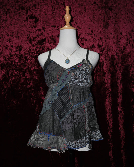 Patchwork Denim & Lace Cami