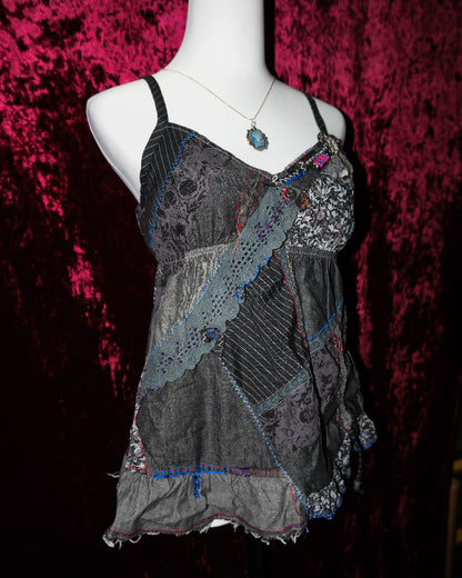 Patchwork Denim & Lace Cami