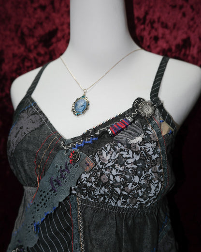 Patchwork Denim & Lace Cami
