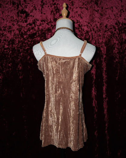 [Korea] Woodsmoke Velvet & Mesh Striped Fairy Cami