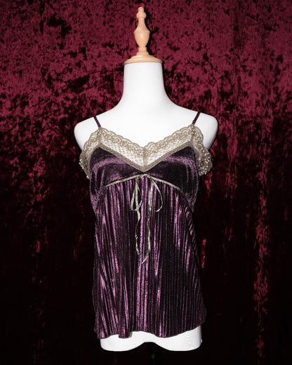 Plum Pleated Velvet Camisole