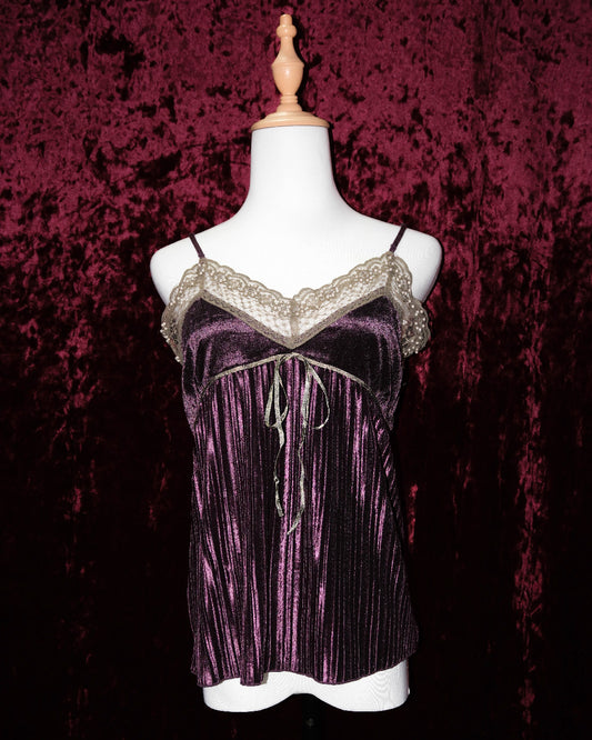 Plum Pleated Velvet Camisole