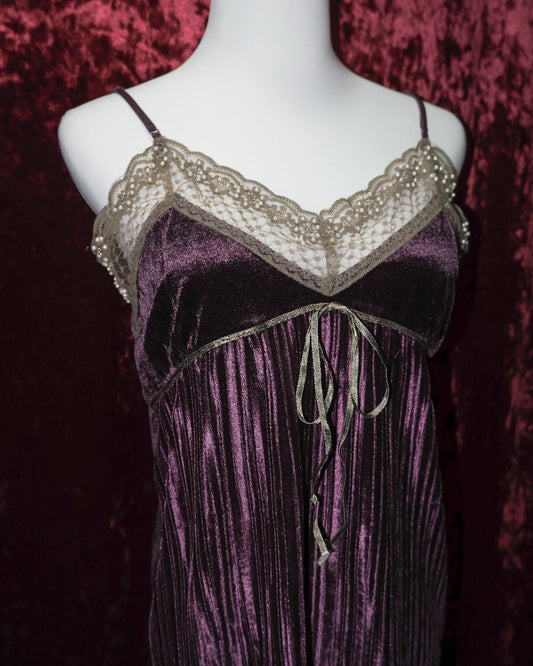 Plum Pleated Velvet Camisole
