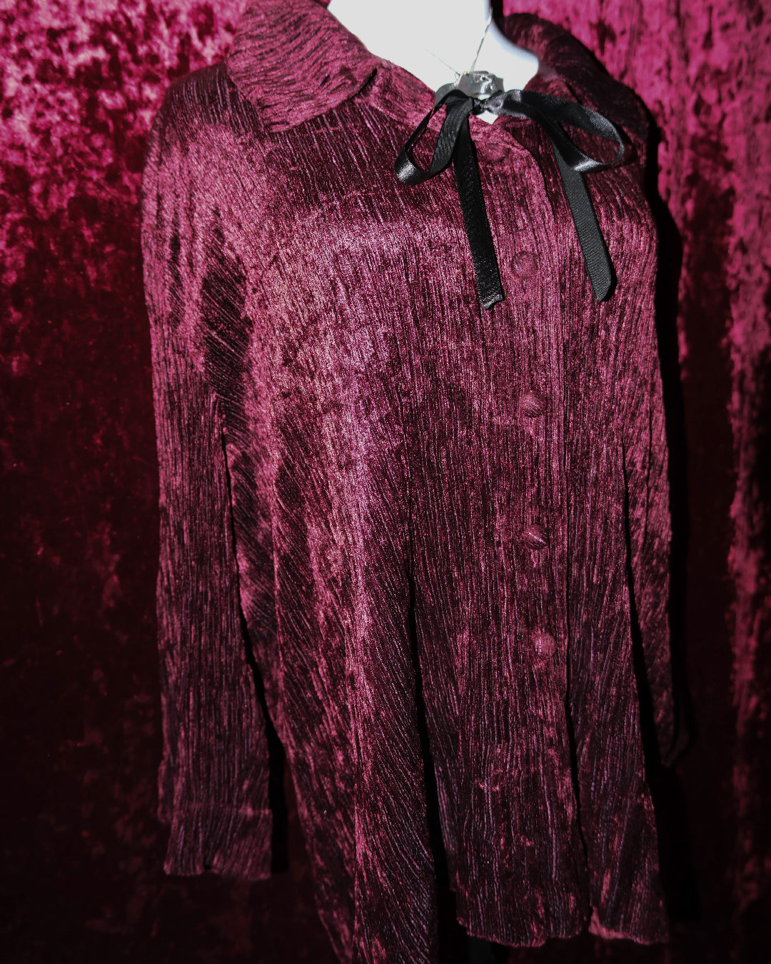 Ember Dragon Crinkled Velvet Hooded Blouse