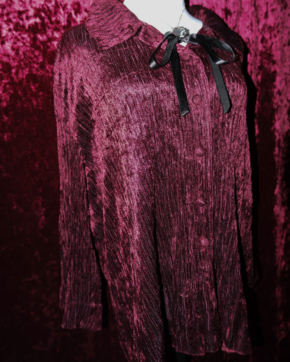 Ember Dragon Crinkled Velvet Hooded Blouse