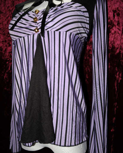[Korea] Lilac Striped Mesh Top