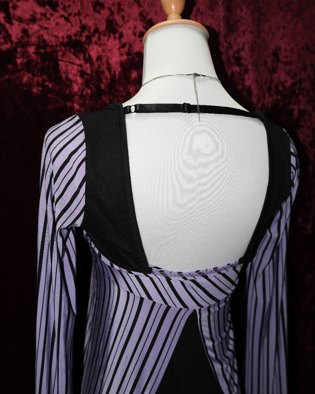 [Korea] Lilac Striped Mesh Top