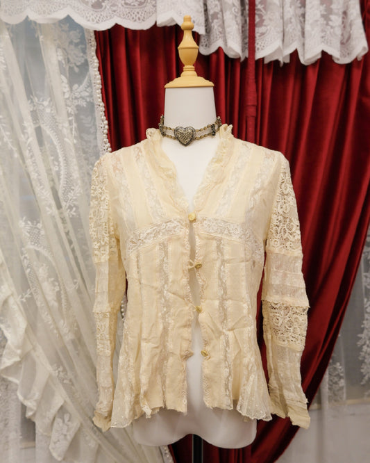 Import Rossa Cream Lacey Cardigan