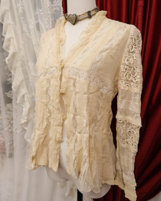 Import Rossa Cream Lacey Cardigan