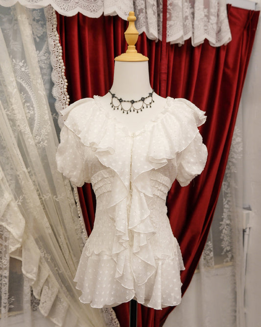 Morgan Milk White Ruffle Top