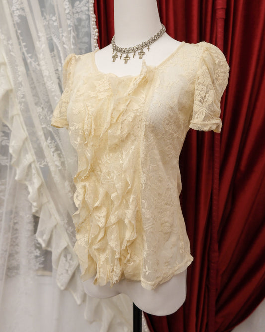 Creamy Ruffle Lace Top
