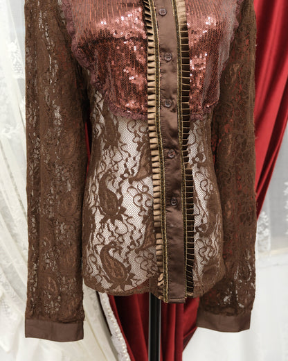 Mocha Sparkling Lace Shirt