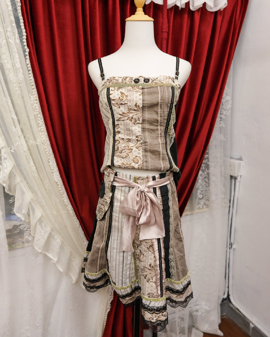 [Paris] Des filles à la vanille Patchwork Camisole & Skirt Set
