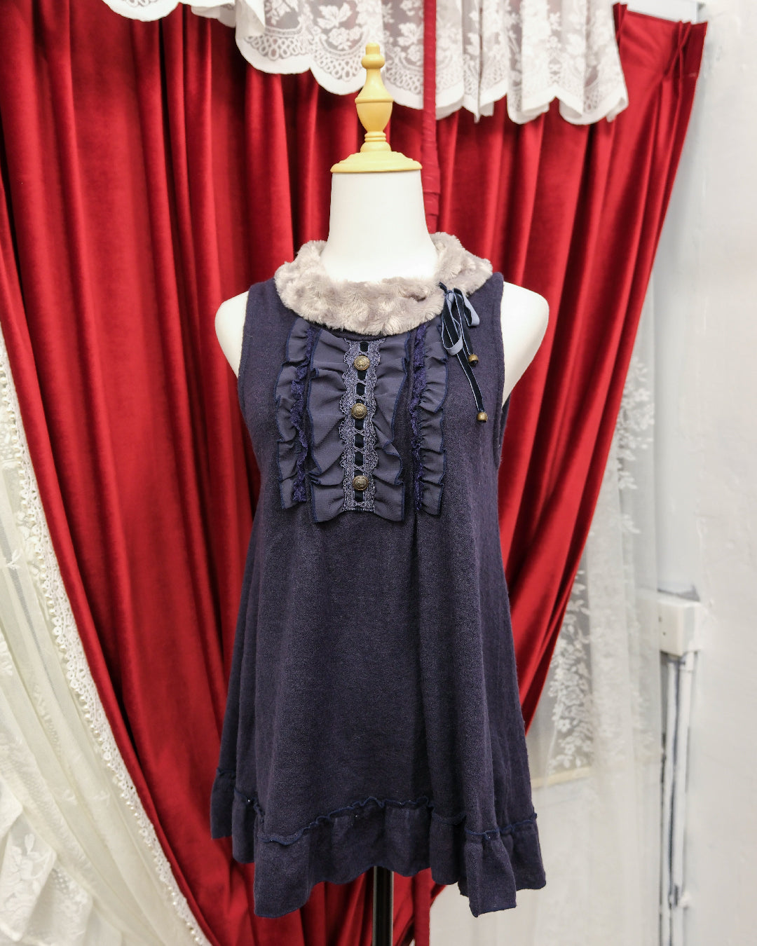 Axes Femme Navy Fur Dress