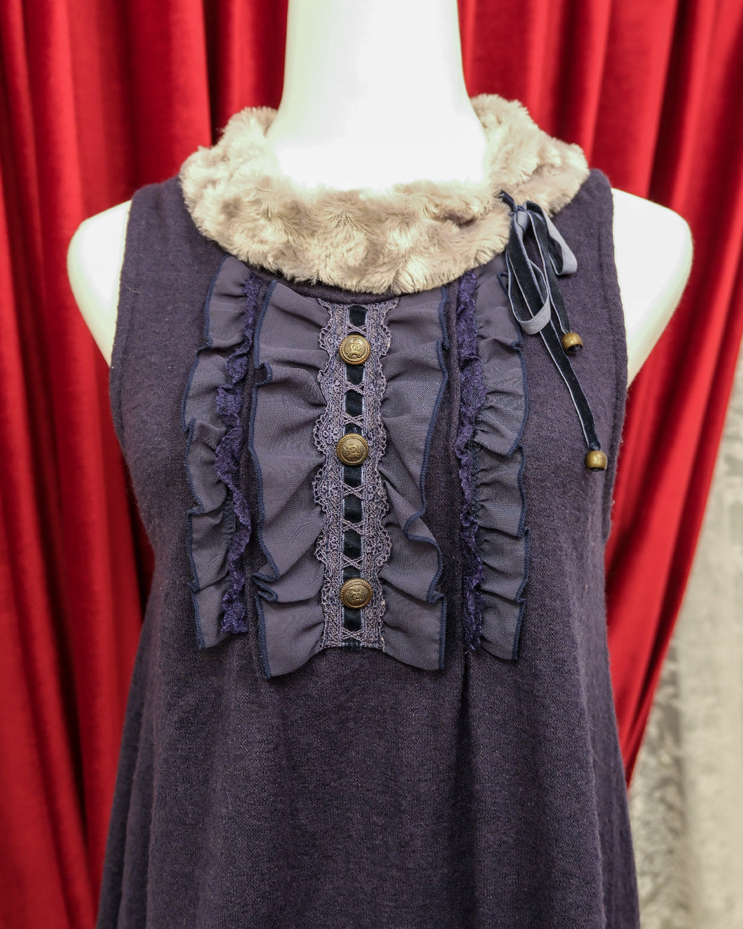 Axes Femme Navy Fur Dress