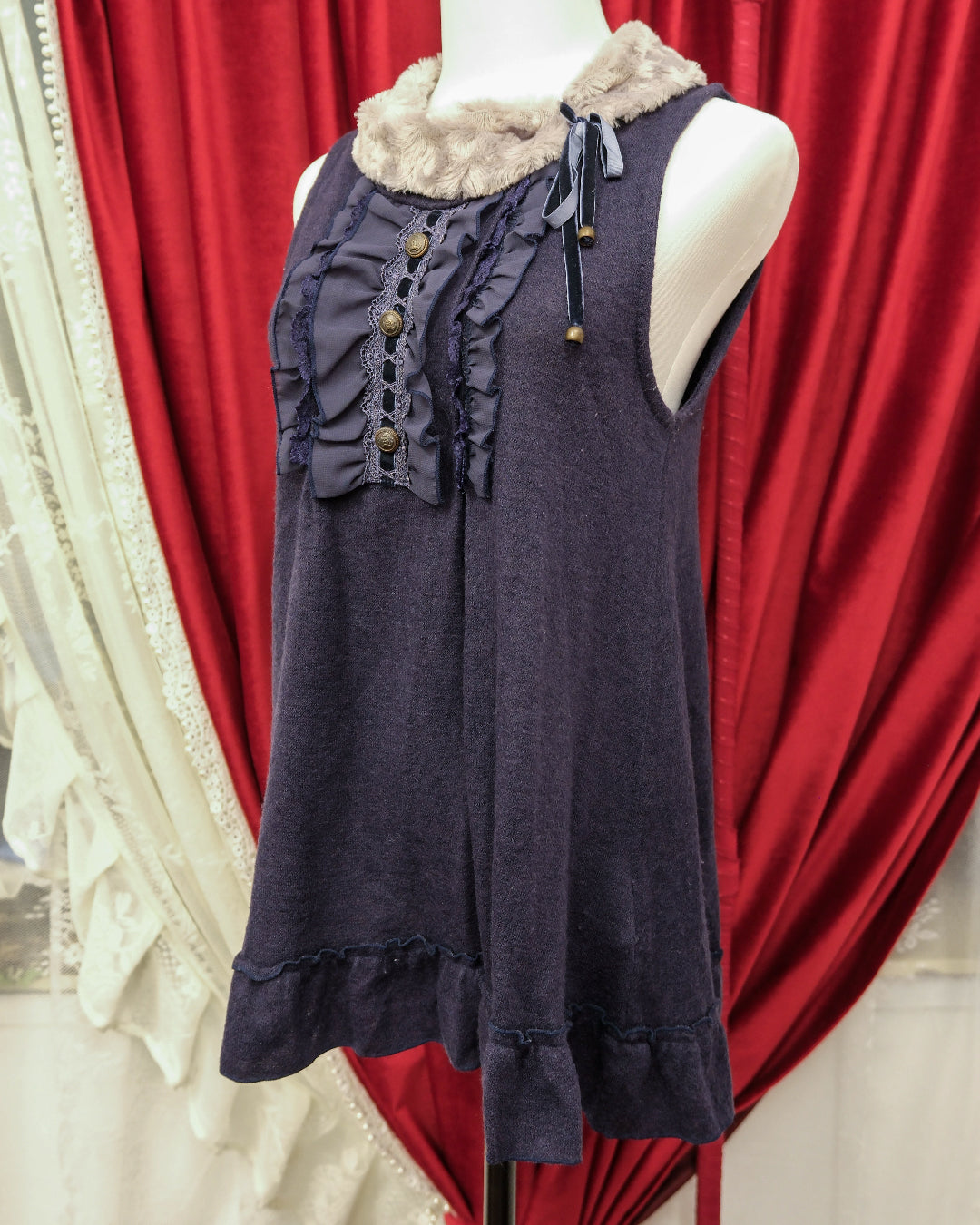 Axes Femme Navy Fur Dress