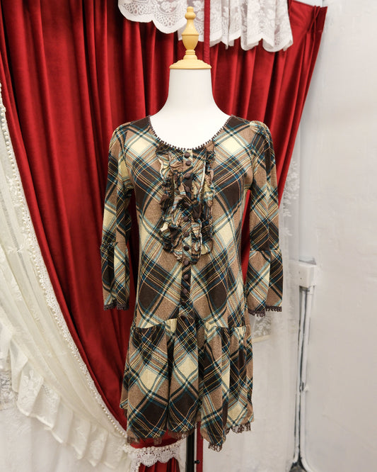 [Korea] Brownie Bee Plaid Top