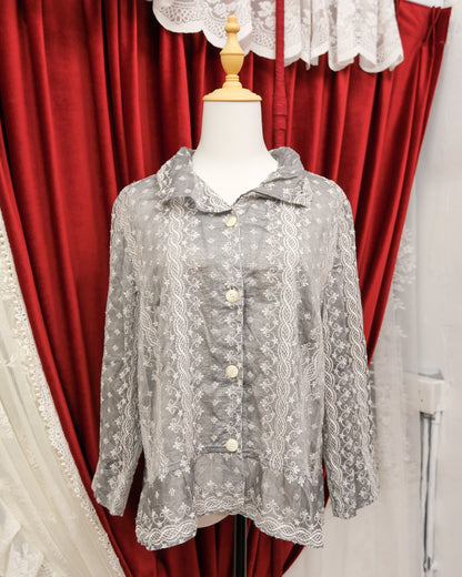 [Japan] Cloud Grey Embroidered Shirt