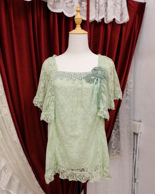 Axes Femme Mint Green Lacey Top