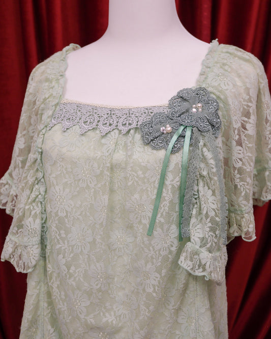 Axes Femme Mint Green Lacey Top