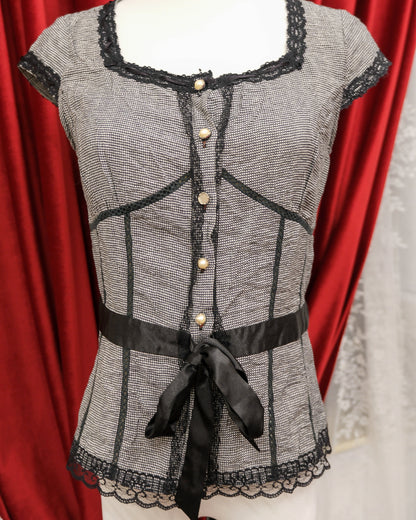 Grey Ribbon Top