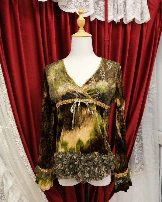 [Korea] Dark Moss Fairycore Top