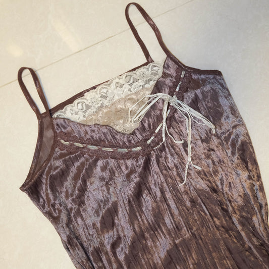 Plum Pink Lacey Velvet Cami