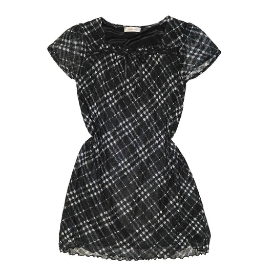 Dark Mesh Soft Plaid Dress
