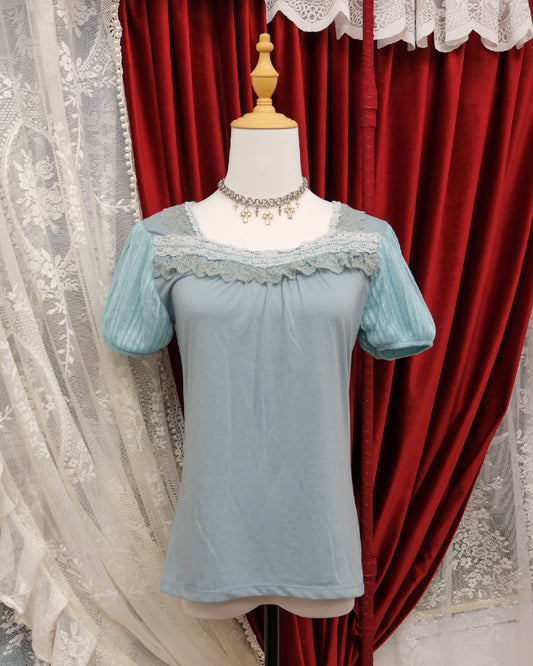Axes Femme Mint Blue Lace Top