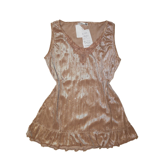 Champagne Glitter Velvet Vest Dress