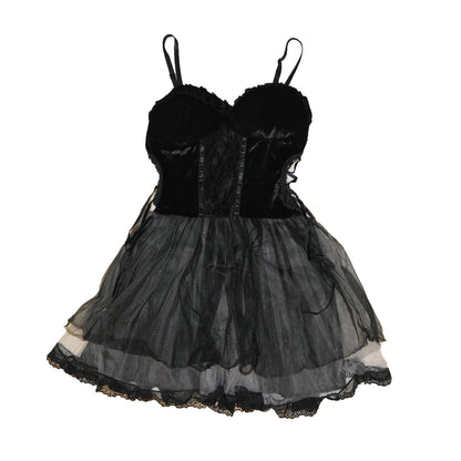 Velvet Chiffon Babydoll Dress