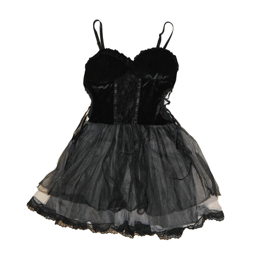 Velvet Chiffon Babydoll Dress