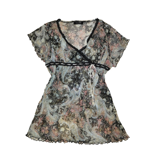 Fairycore Ribbon Mesh Top