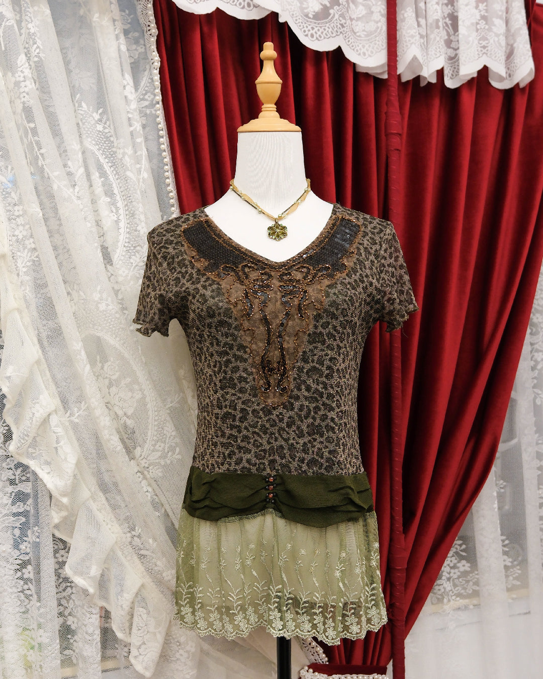 Leopard Mesh Top