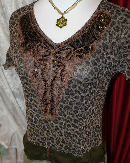 Leopard Mesh Top