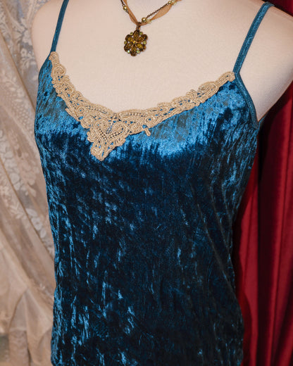 Deep Sea Blue Velvet Camisole