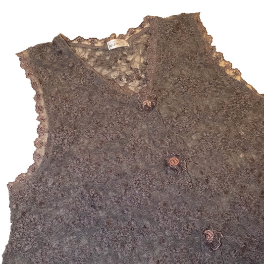 Mink Openwork Lace Vest