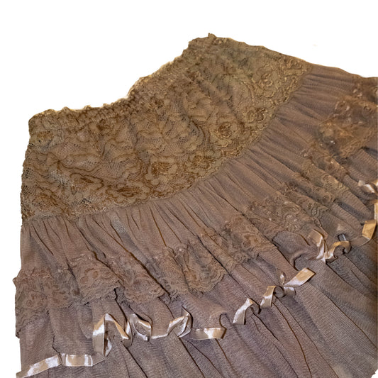 Brown Bear Lacey Ruffle Skirt