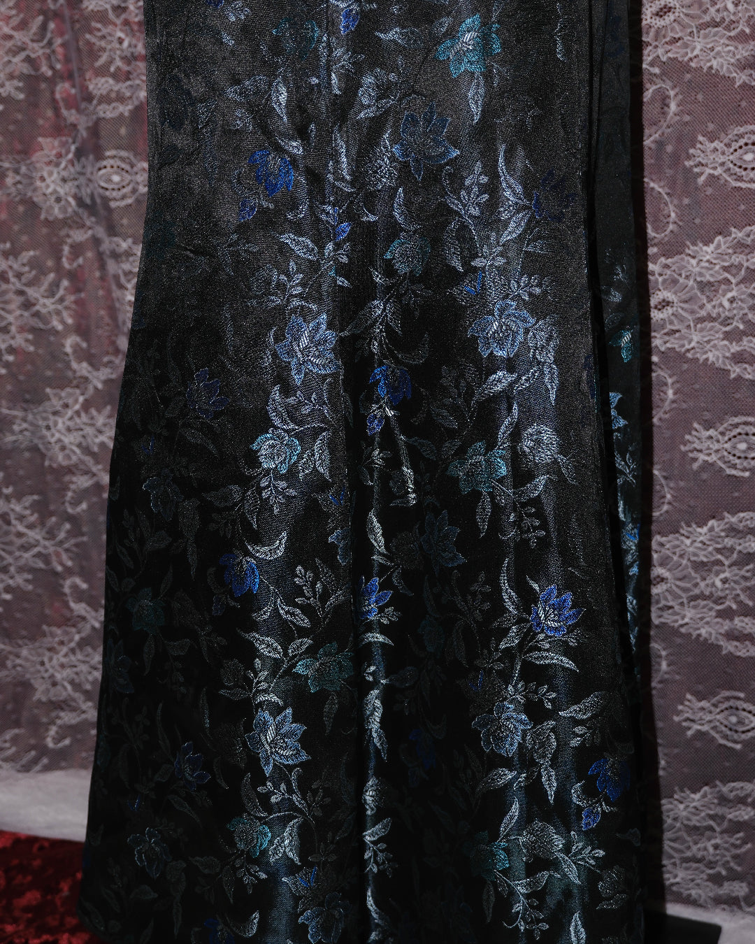 [USA] Floral Azure Maxi Mermaid Skirt