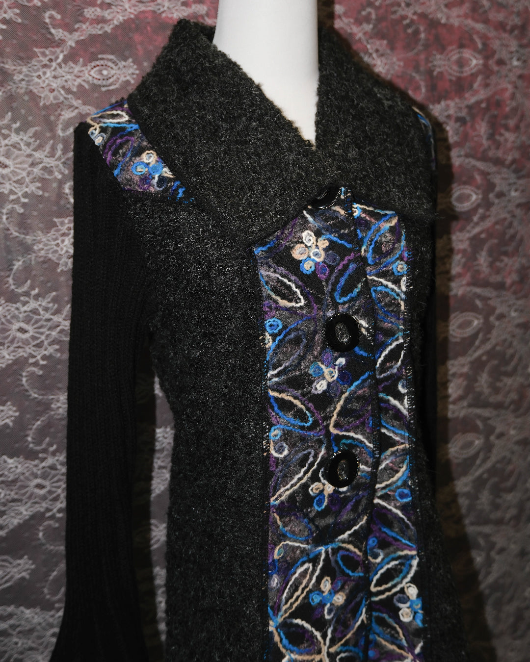 Mohair Wool Artsy Embroidered Cardigan