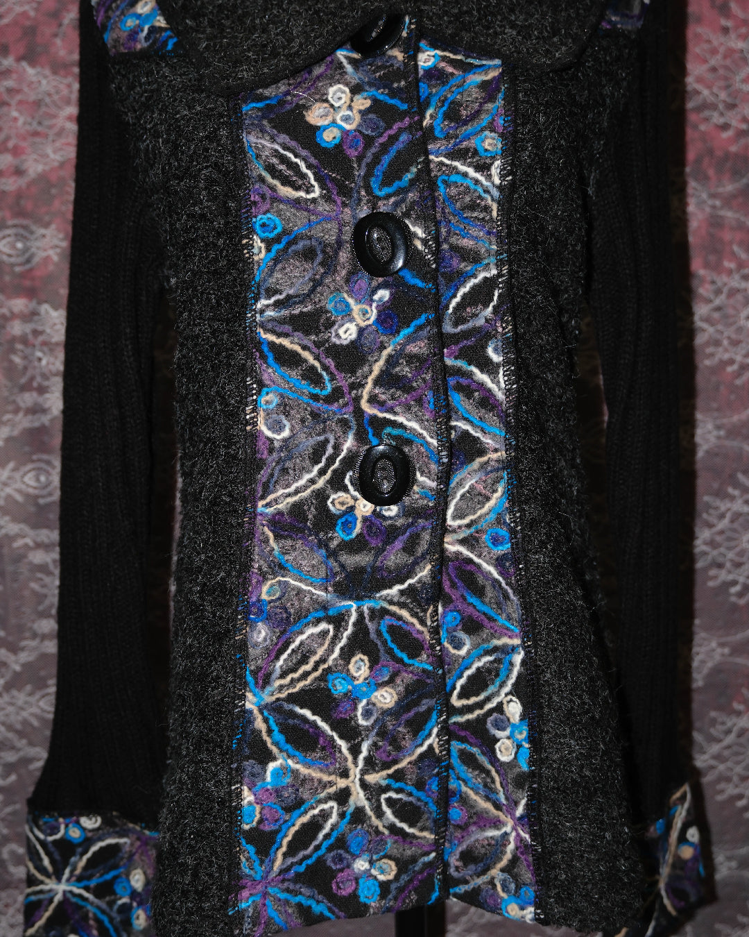 Mohair Wool Artsy Embroidered Cardigan