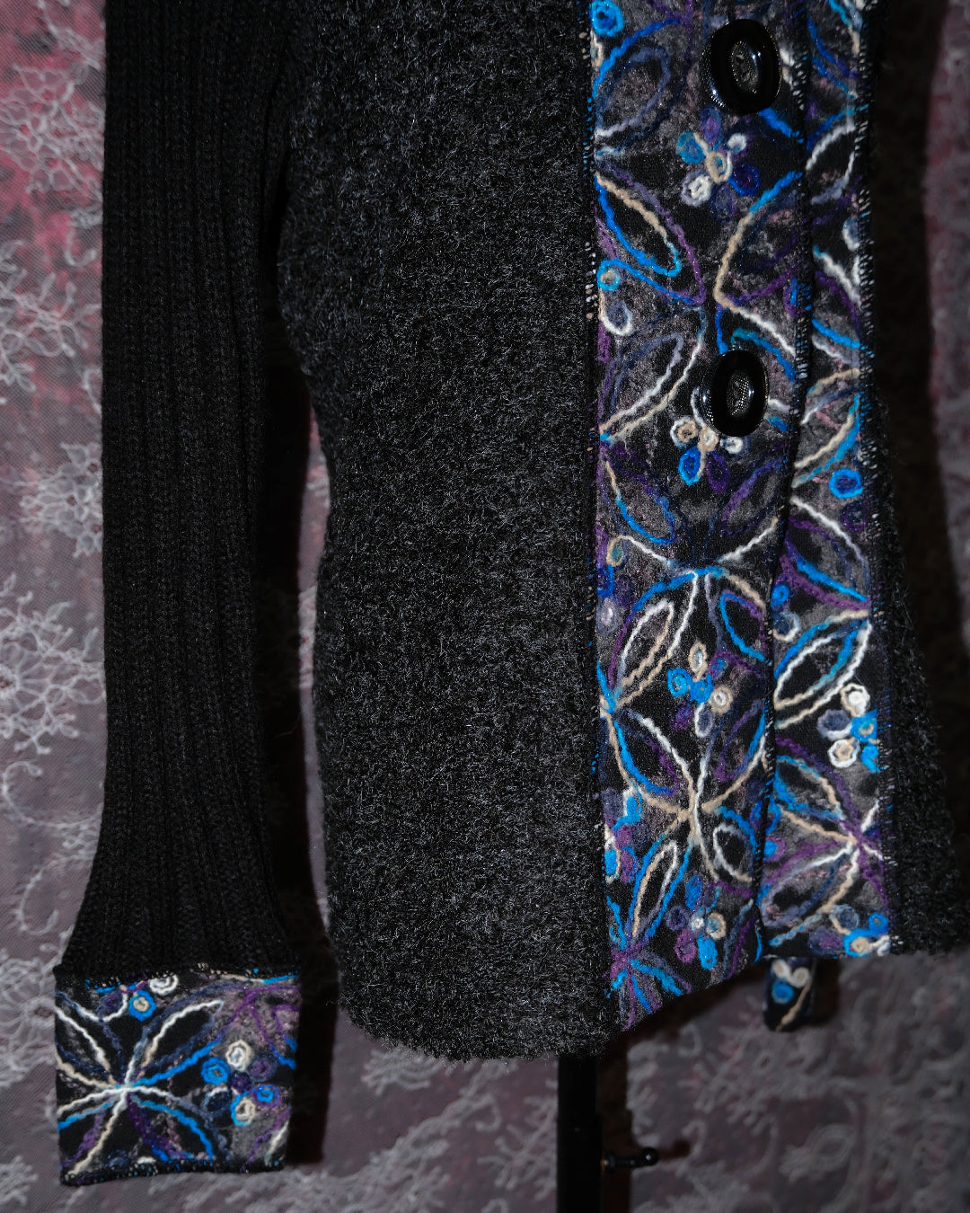 Mohair Wool Artsy Embroidered Cardigan