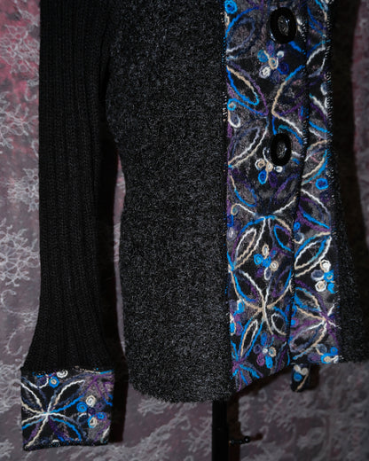 Mohair Wool Artsy Embroidered Cardigan