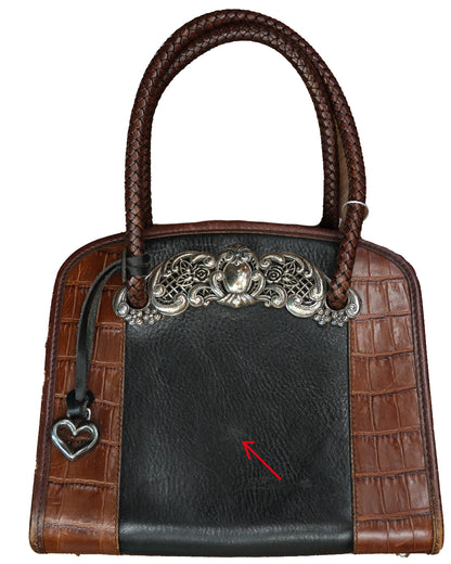 Brighton Chantilly Leather Croc Satchel Handbag