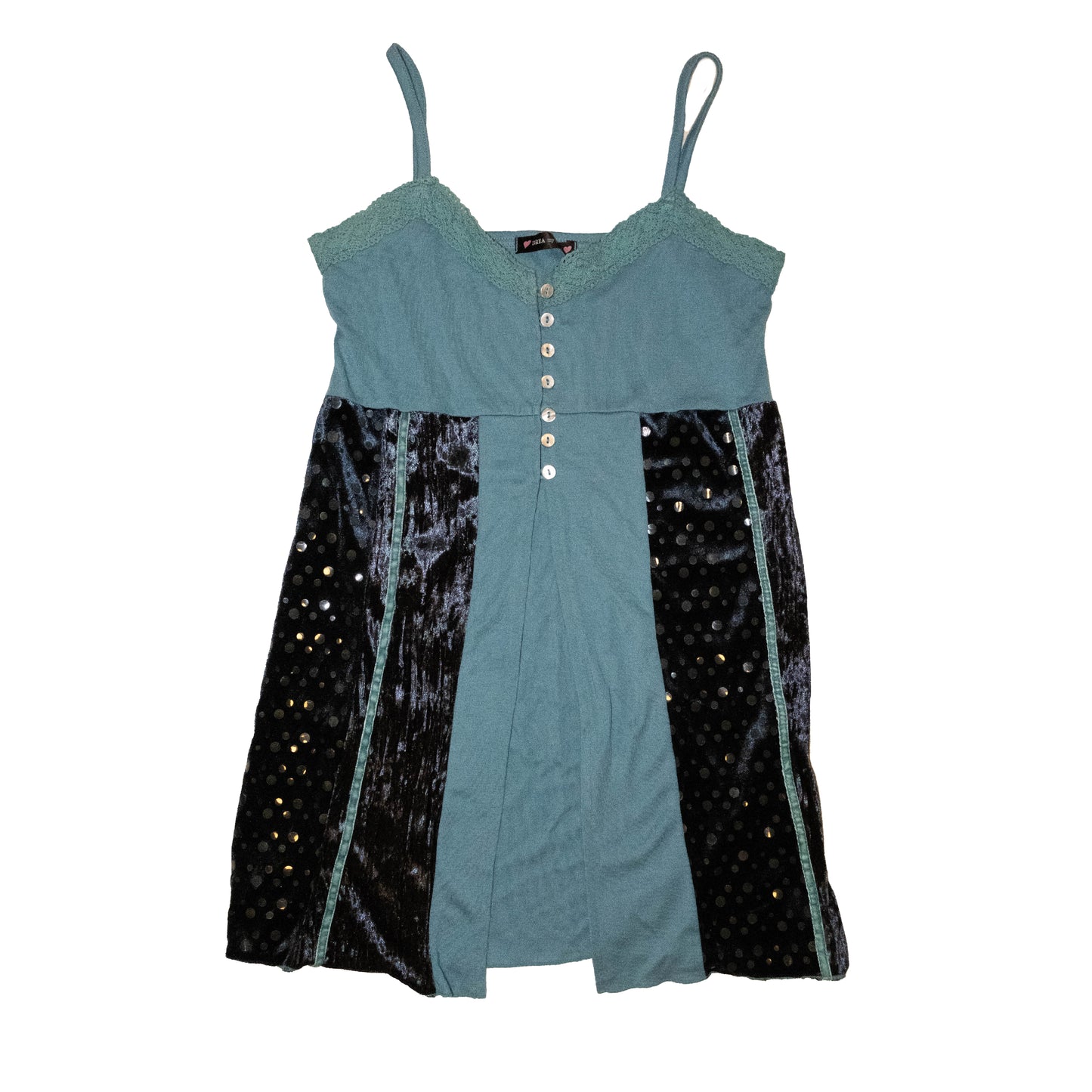 Turquoise Velvet Patchwork Cami