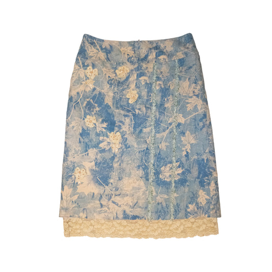 Sky Blue Splash Midi Skirt