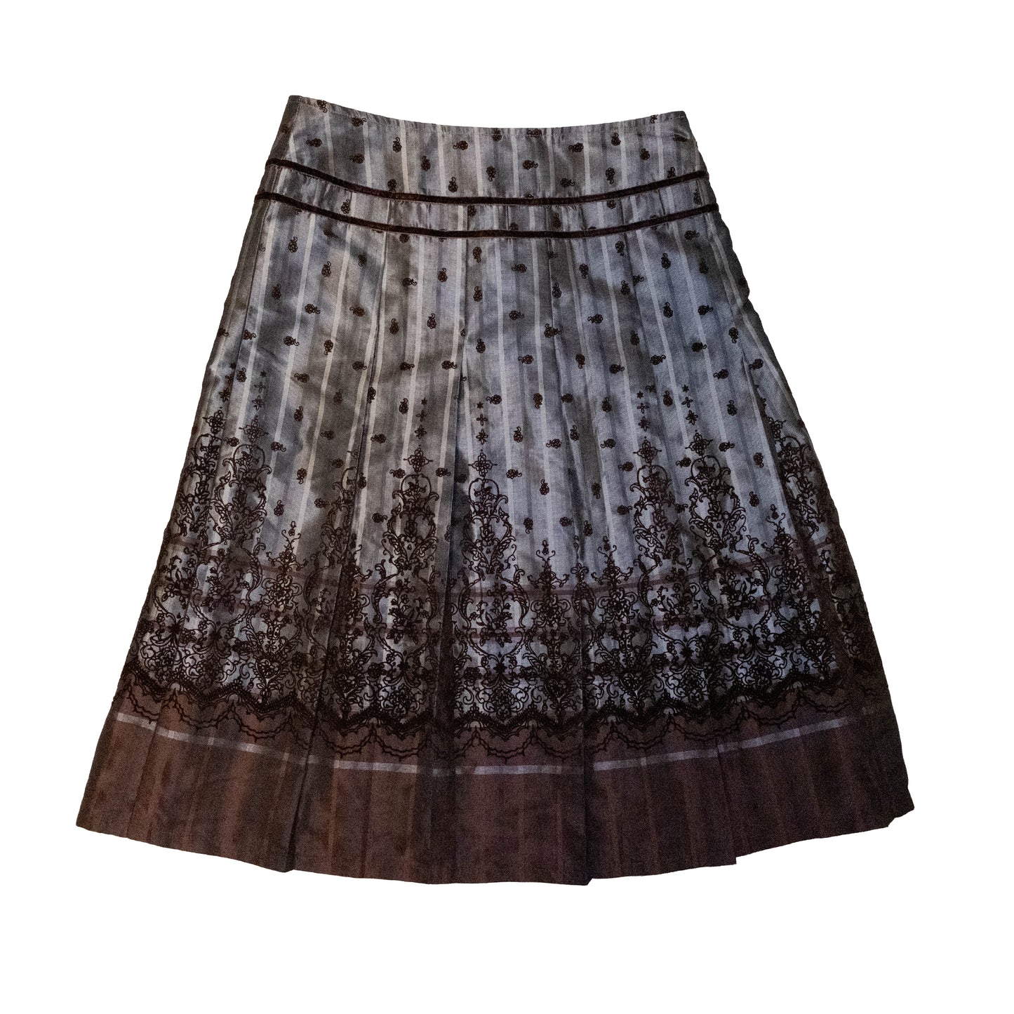 Obsidian Vintage Pattern Midi Skirt
