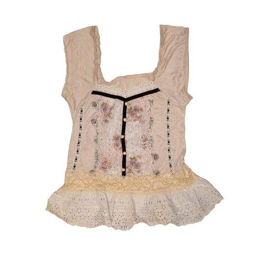 Remake Beige Floral Vest